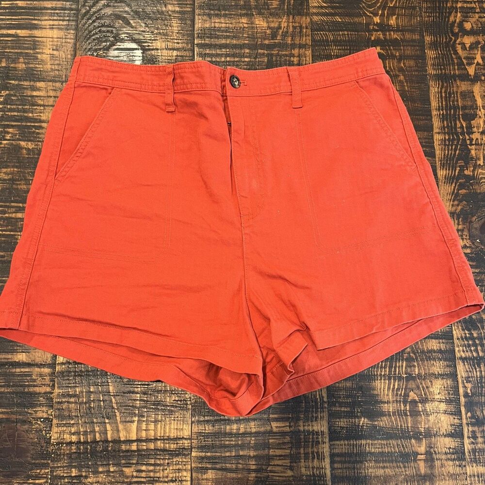 Madewell Shorts Womens XL Red High Rise Cotton Blend Casual Front Pockets Summer